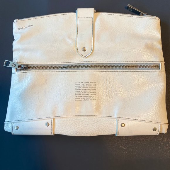 MATT & NAT Vegan Leather White Clutch Bag Purse - Picture 3 of 7
